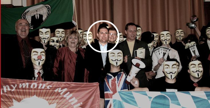 Marc Headley attends an Anonymous gathering in 2008.
