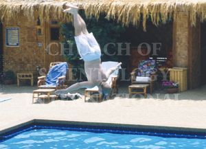 Marc enjoying the Olympic-sized swimming pool at Golden Era