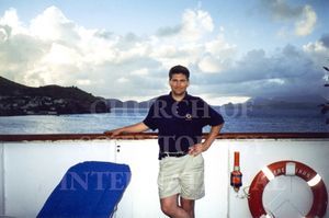 Marc relaxing during a Caribbean sunset aboard the Freewinds