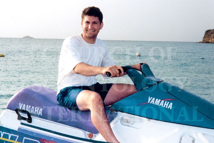 Marc jet skiing off the Caribbean islands on a day off